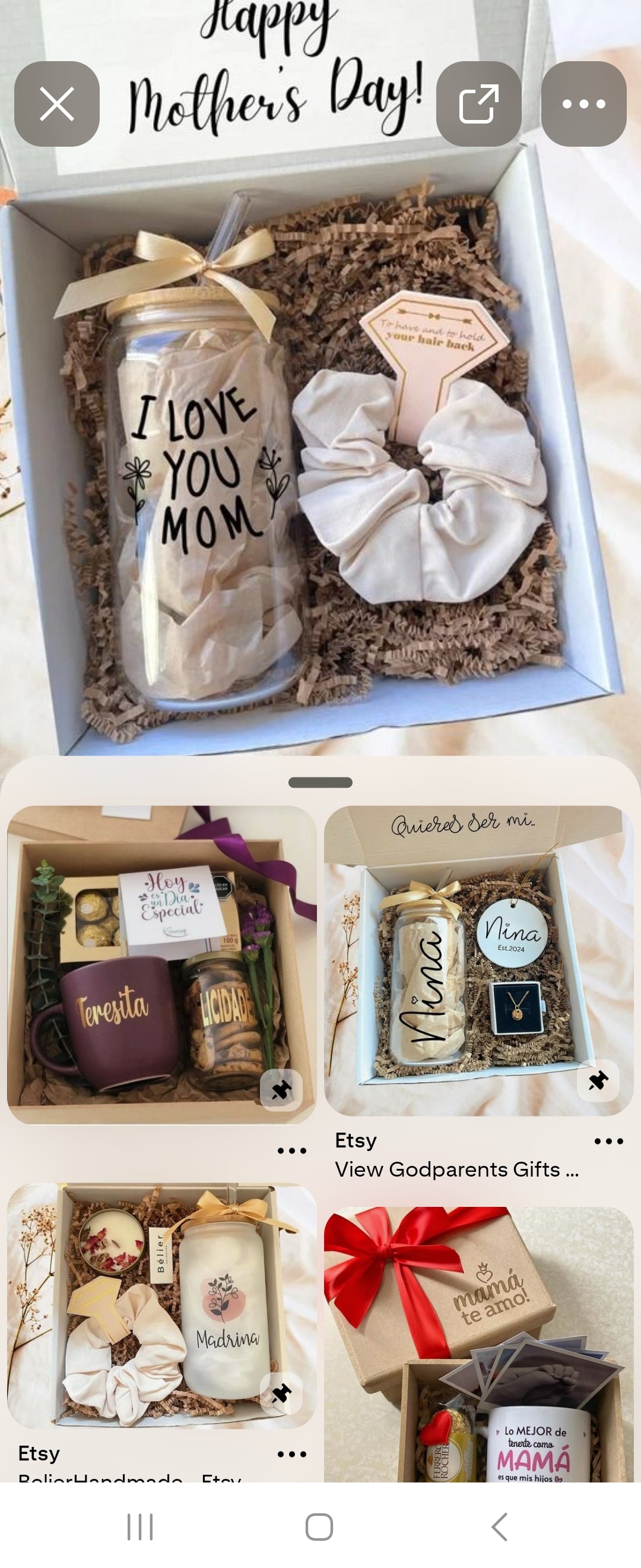 Caja de regalo Día de la Madre con vaso I Love You Mom y scrunchie