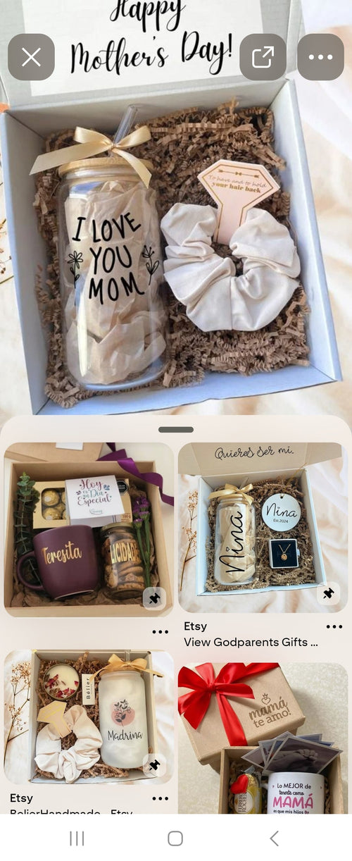 Caja de regalo Día de la Madre con vaso I Love You Mom y scrunchie